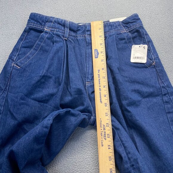 We The Free Womens High Rise Pleated Denim Wide Leg Jeans Blue Pockets Sz 24 New - Picture 7 of 15